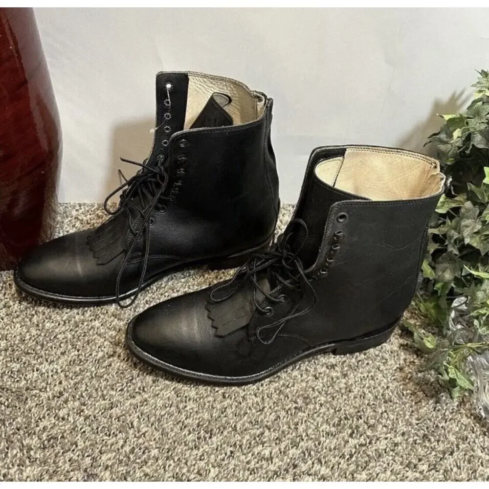 VTG Durango DB1730X Kiltie Western Boots Black Leather 9.5 D Back Heel Zip NEW
